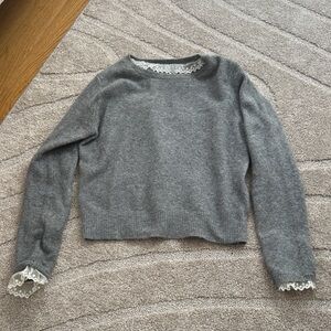 Zara Gray Top with Lace Detail